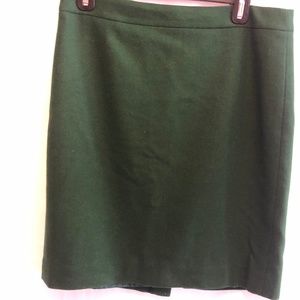 J. Crew Wool Green Pencil Skirt